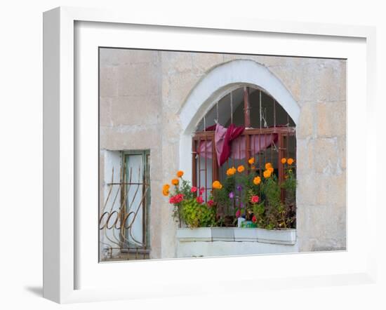 Windows and Flowers in Village, Cappadoccia, Turkey-Darrell Gulin-Framed Photographic Print