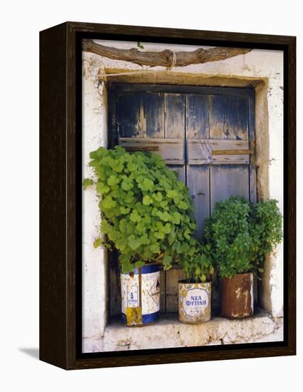 Windowsill, Paleohora, Crete, Greece-Peter Ryan-Framed Premier Image Canvas