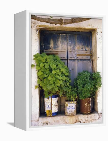 Windowsill, Paleohora, Crete, Greece-Peter Ryan-Framed Premier Image Canvas