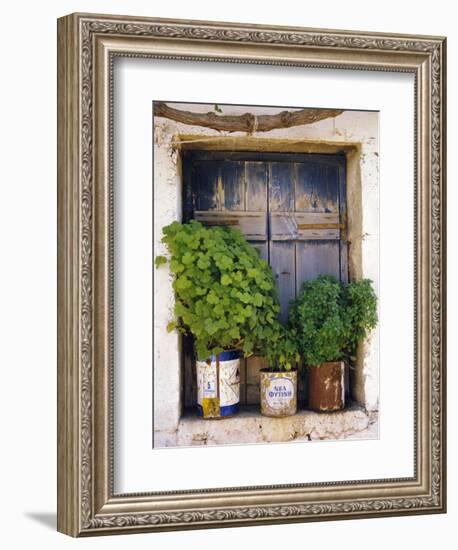 Windowsill, Paleohora, Crete, Greece-Peter Ryan-Framed Photographic Print