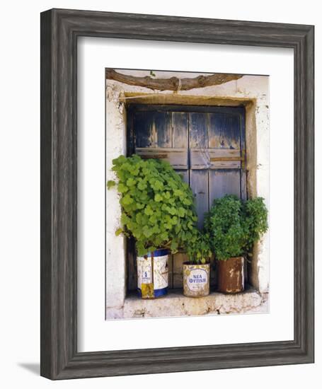 Windowsill, Paleohora, Crete, Greece-Peter Ryan-Framed Photographic Print