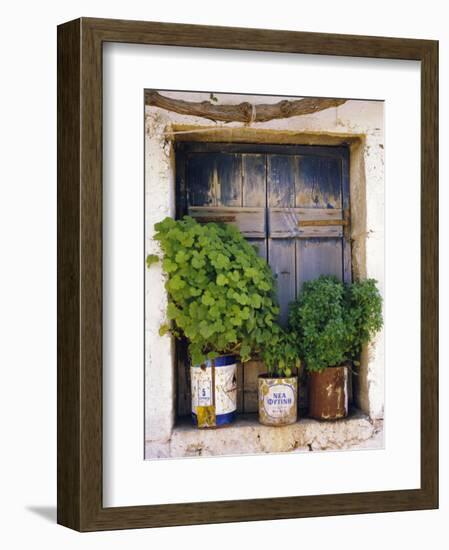 Windowsill, Paleohora, Crete, Greece-Peter Ryan-Framed Photographic Print