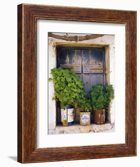 Windowsill, Paleohora, Crete, Greece-Peter Ryan-Framed Photographic Print