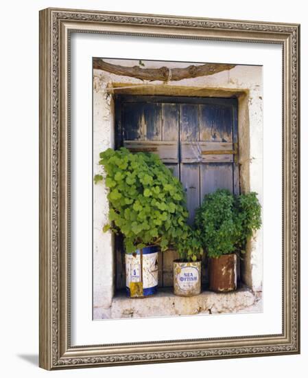 Windowsill, Paleohora, Crete, Greece-Peter Ryan-Framed Photographic Print