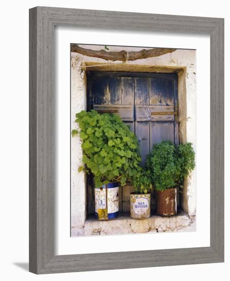 Windowsill, Paleohora, Crete, Greece-Peter Ryan-Framed Photographic Print