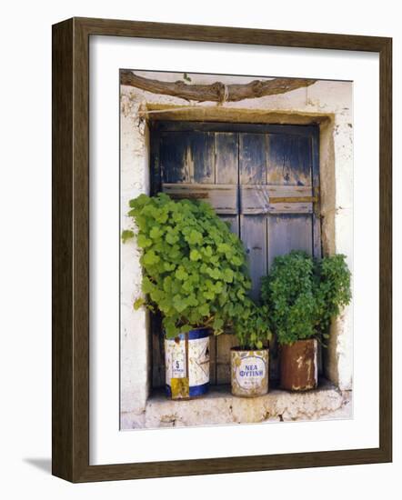 Windowsill, Paleohora, Crete, Greece-Peter Ryan-Framed Photographic Print