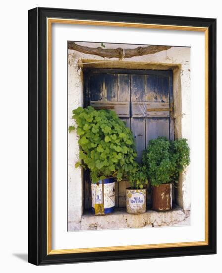 Windowsill, Paleohora, Crete, Greece-Peter Ryan-Framed Photographic Print