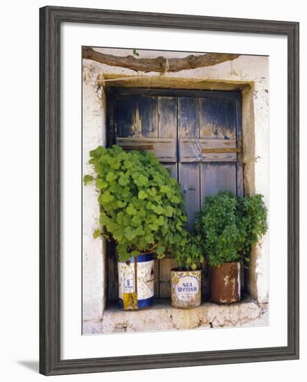 Windowsill, Paleohora, Crete, Greece-Peter Ryan-Framed Photographic Print