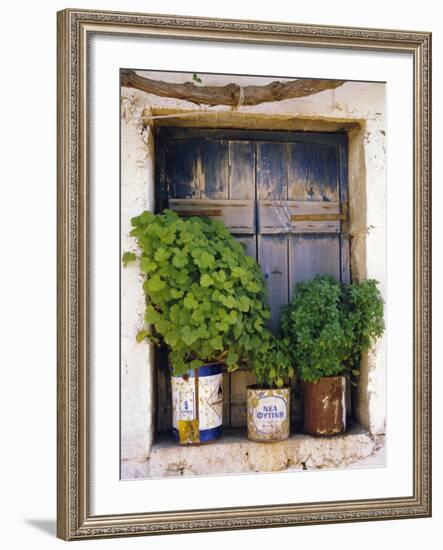 Windowsill, Paleohora, Crete, Greece-Peter Ryan-Framed Photographic Print