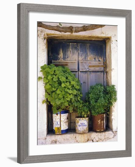 Windowsill, Paleohora, Crete, Greece-Peter Ryan-Framed Photographic Print