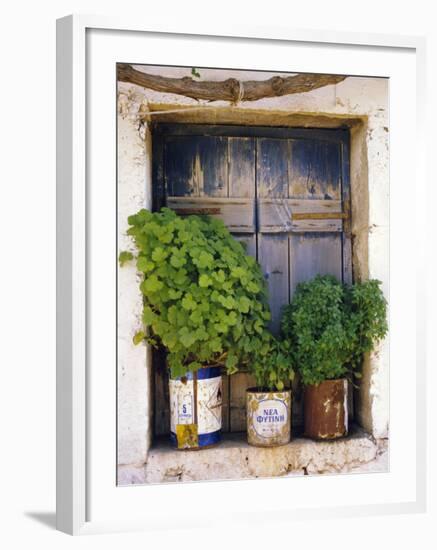 Windowsill, Paleohora, Crete, Greece-Peter Ryan-Framed Photographic Print