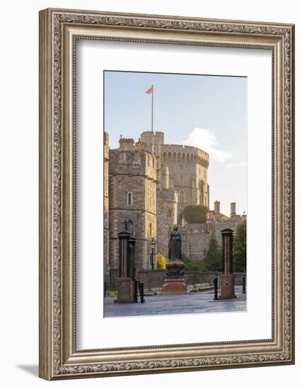 Windsor Castle and Statue of Queen Victoria at Sunrise, Windsor, Berkshire, England-Charlie Harding-Framed Photographic Print