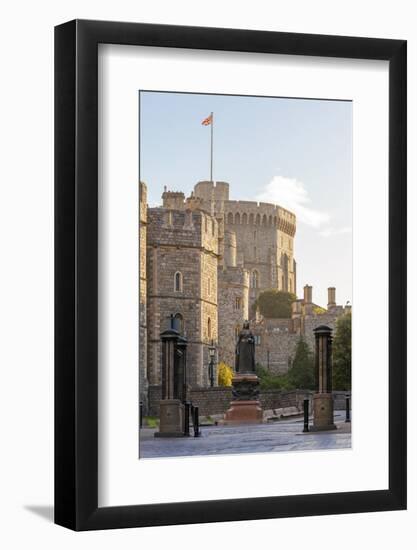 Windsor Castle and Statue of Queen Victoria at Sunrise, Windsor, Berkshire, England-Charlie Harding-Framed Photographic Print