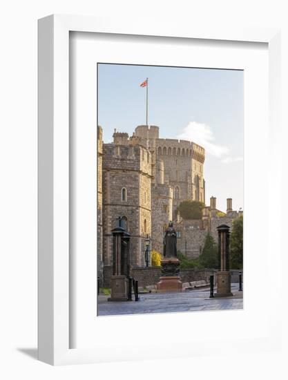Windsor Castle and Statue of Queen Victoria at Sunrise, Windsor, Berkshire, England-Charlie Harding-Framed Photographic Print