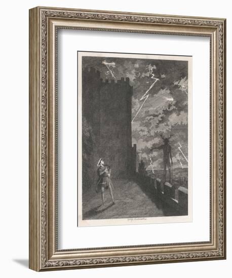 Windsor Castle Herne the Hunter Appears to Henry VIII on the Terrace in the Midst of a Storm-George Cruikshank-Framed Art Print