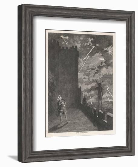 Windsor Castle Herne the Hunter Appears to Henry VIII on the Terrace in the Midst of a Storm-George Cruikshank-Framed Art Print