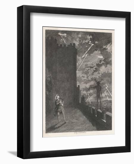 Windsor Castle Herne the Hunter Appears to Henry VIII on the Terrace in the Midst of a Storm-George Cruikshank-Framed Art Print