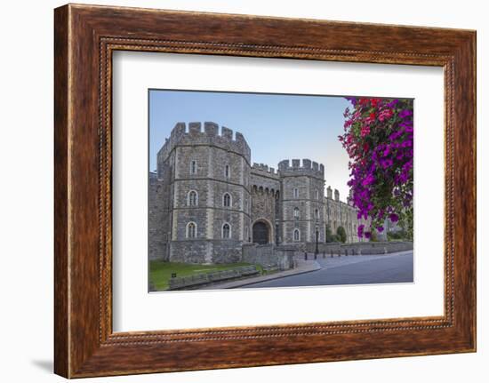 Windsor Castle in the Morning with Flowers in Hanging Baskets, Windsor, Berkshire, England-Charlie Harding-Framed Photographic Print