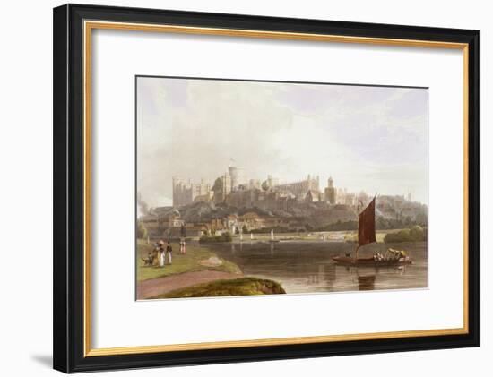 Windsor Castle, River Meadow on Thames, from Views of Windsor, Eton and Virginia Water, c.1827-30-Thomas & William Daniell-Framed Giclee Print