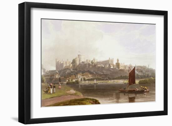 Windsor Castle, River Meadow on Thames, from Views of Windsor, Eton and Virginia Water, c.1827-30-Thomas & William Daniell-Framed Giclee Print