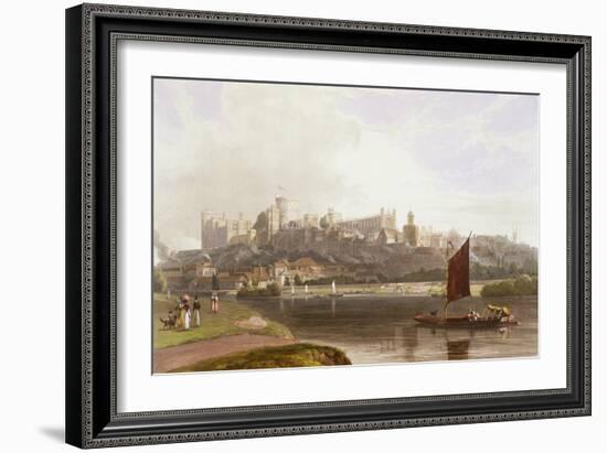 Windsor Castle, River Meadow on Thames, from Views of Windsor, Eton and Virginia Water, c.1827-30-Thomas & William Daniell-Framed Giclee Print