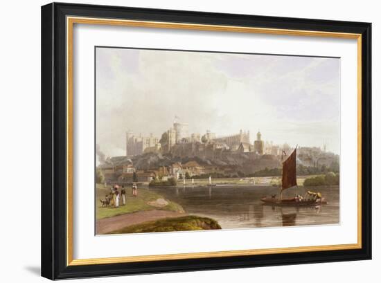 Windsor Castle, River Meadow on Thames, from Views of Windsor, Eton and Virginia Water, c.1827-30-Thomas & William Daniell-Framed Giclee Print