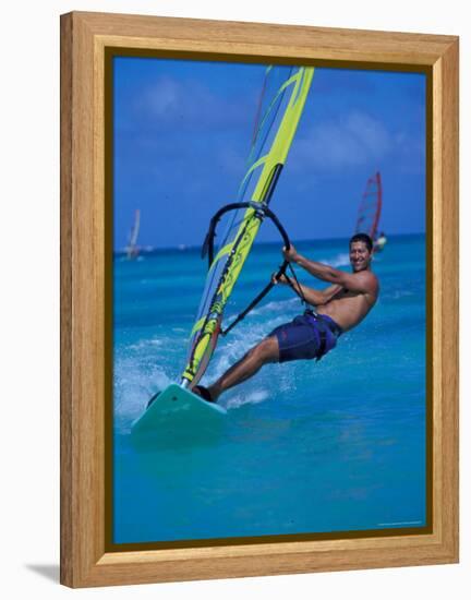 Windsurfer, Aruba, Caribbean-Robin Hill-Framed Premier Image Canvas