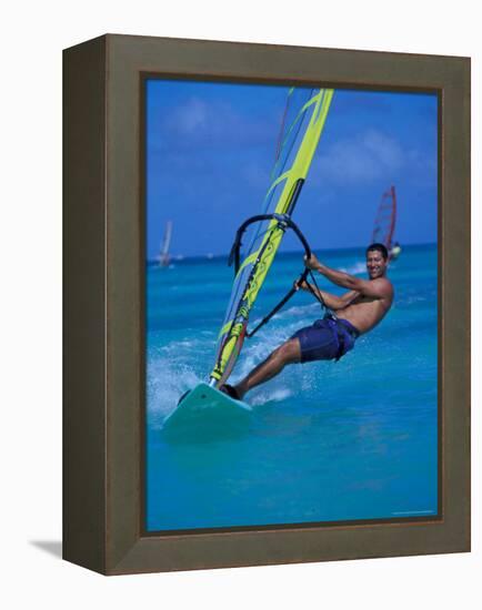 Windsurfer, Aruba, Caribbean-Robin Hill-Framed Premier Image Canvas