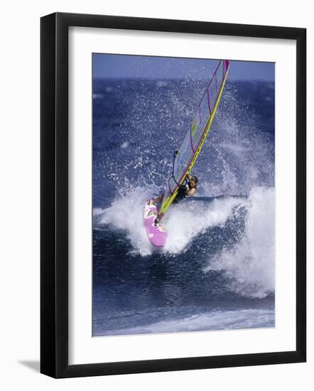 Windsurfer on a Wave-null-Framed Photographic Print