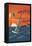 Windsurfers and Sunset-Lantern Press-Framed Stretched Canvas