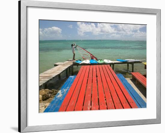 Windsurfers on Caravelle Beach, Grande Terre, Guadaloupe, Caribbean-Walter Bibikow-Framed Photographic Print