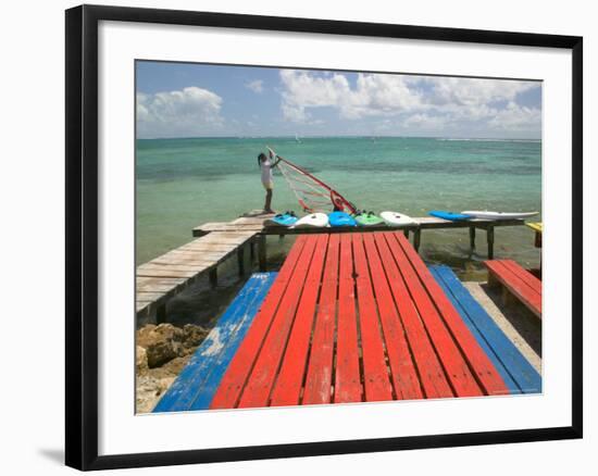 Windsurfers on Caravelle Beach, Grande Terre, Guadaloupe, Caribbean-Walter Bibikow-Framed Photographic Print