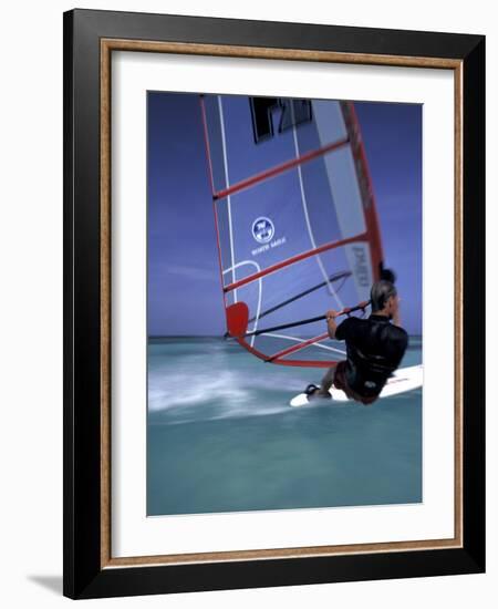 Windsurfing at Malmok Beach, Antigua, Caribbean-Greg Johnston-Framed Photographic Print