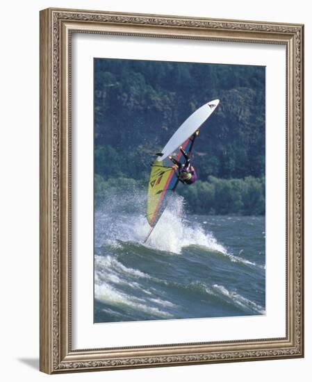 Windsurfing in Hood River, Oregon, USA-Lee Kopfler-Framed Photographic Print