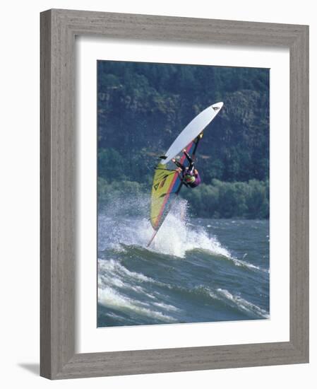 Windsurfing in Hood River, Oregon, USA-Lee Kopfler-Framed Photographic Print