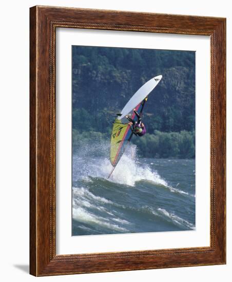 Windsurfing in Hood River, Oregon, USA-Lee Kopfler-Framed Photographic Print