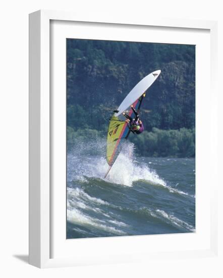 Windsurfing in Hood River, Oregon, USA-Lee Kopfler-Framed Photographic Print