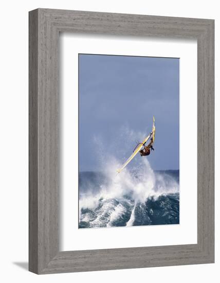 Windsurfing on the Ocean at Sunset, Maui, Hawaii, USA-Gerry Reynolds-Framed Photographic Print