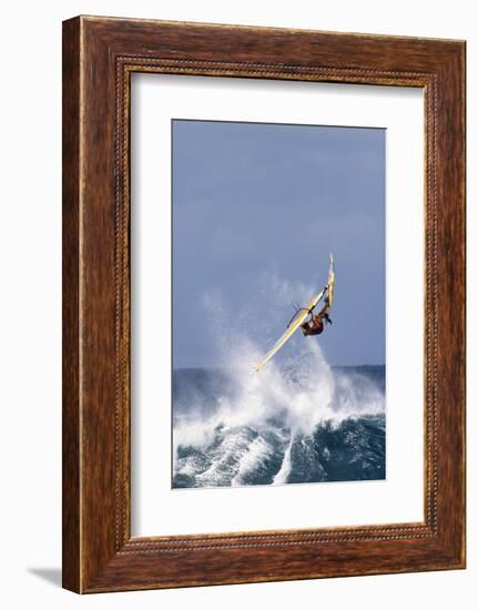 Windsurfing on the Ocean at Sunset, Maui, Hawaii, USA-Gerry Reynolds-Framed Photographic Print