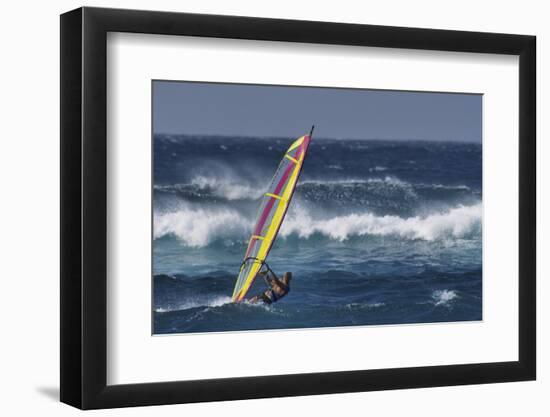 Windsurfing on the Ocean at Sunset, Maui, Hawaii, USA-Gerry Reynolds-Framed Photographic Print