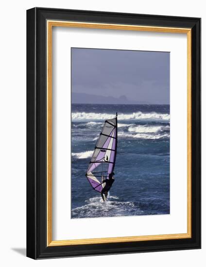 Windsurfing on the Ocean at Sunset, Maui, Hawaii, USA-Gerry Reynolds-Framed Photographic Print