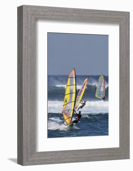 Windsurfing on the Ocean at Sunset, Maui, Hawaii, USA-Gerry Reynolds-Framed Photographic Print