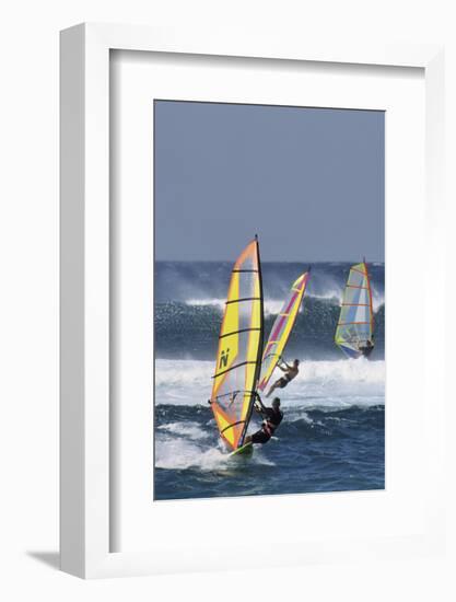 Windsurfing on the Ocean at Sunset, Maui, Hawaii, USA-Gerry Reynolds-Framed Photographic Print