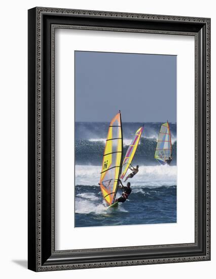 Windsurfing on the Ocean at Sunset, Maui, Hawaii, USA-Gerry Reynolds-Framed Photographic Print