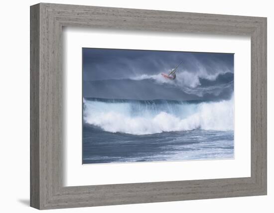 Windsurfing on the Ocean at Sunset, Maui, Hawaii, USA-Gerry Reynolds-Framed Photographic Print