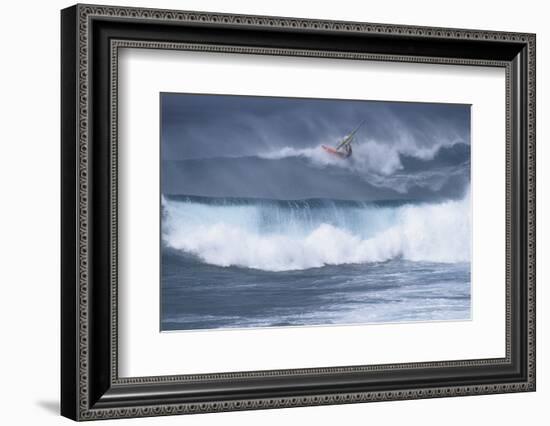 Windsurfing on the Ocean at Sunset, Maui, Hawaii, USA-Gerry Reynolds-Framed Photographic Print