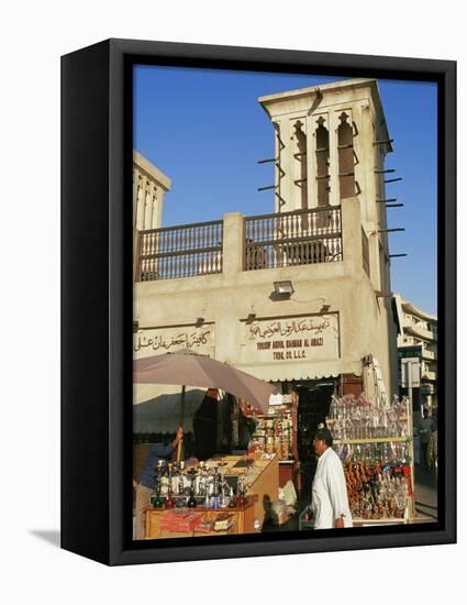 Windtower Overlooks Deira Old Souk and Spice Souk, Deira, Dubai, United Arab Emirates, Middle East-Ken Gillham-Framed Premier Image Canvas