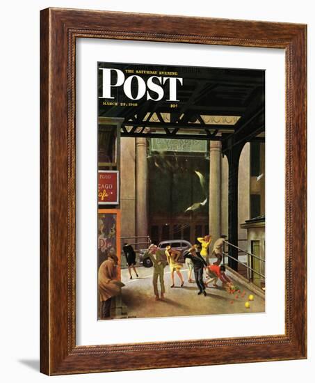 "Windy City," Saturday Evening Post Cover, March 23, 1946-John Falter-Framed Giclee Print