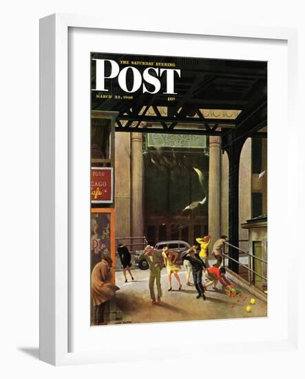 "Windy City," Saturday Evening Post Cover, March 23, 1946-John Falter-Framed Giclee Print