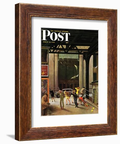 "Windy City," Saturday Evening Post Cover, March 23, 1946-John Falter-Framed Giclee Print